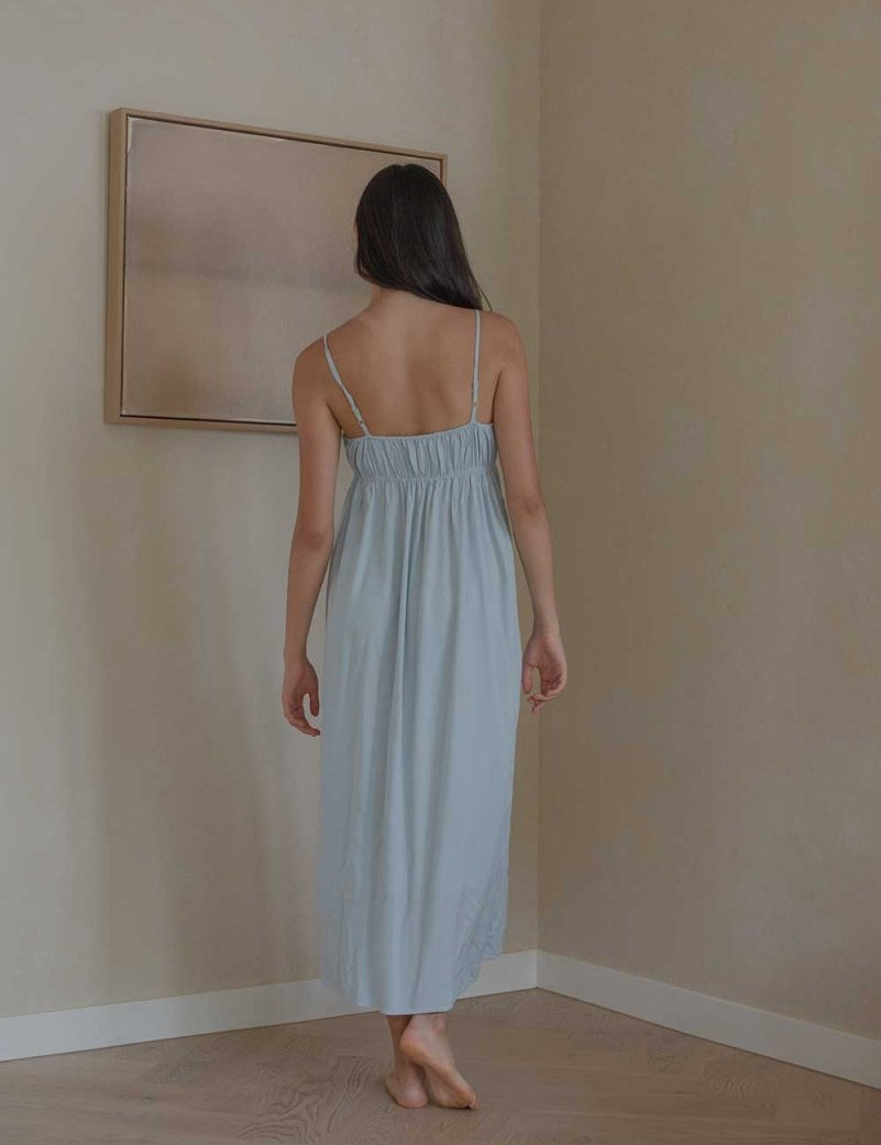 Ruched Bodice Dress in Sky Blue - Esse-XS--