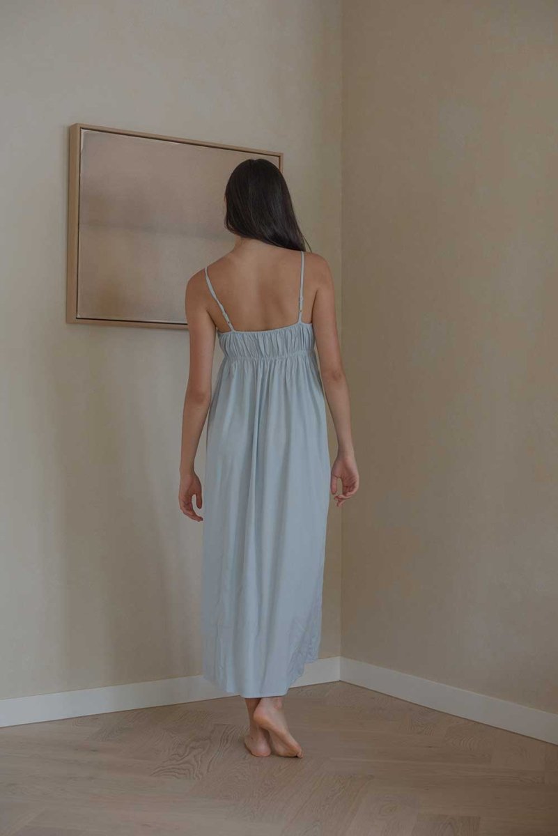 Ruched Bodice Dress in Sky Blue - Esse-XS--