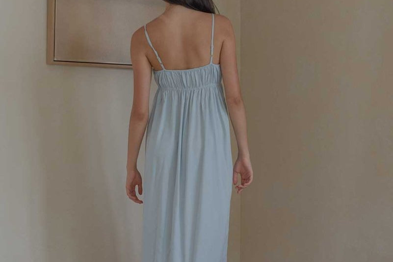 Ruched Bodice Dress in Sky Blue - Esse-XS--