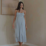 Ruched Bodice Dress in Sky Blue - Esse-XS--