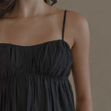 Ruched Bodice Top in Black - Esse-XS--