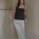 Ruched Bodice Top in Black - Esse-XS--