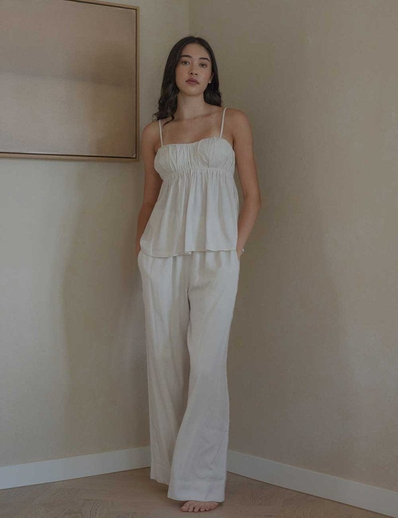 Ruched Bodice Top in Chalk - Esse-XS--