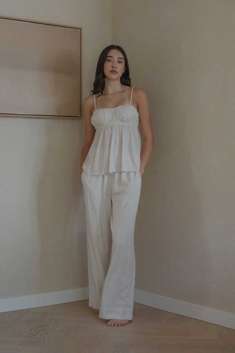Ruched Bodice Top in Chalk - Esse-XS--