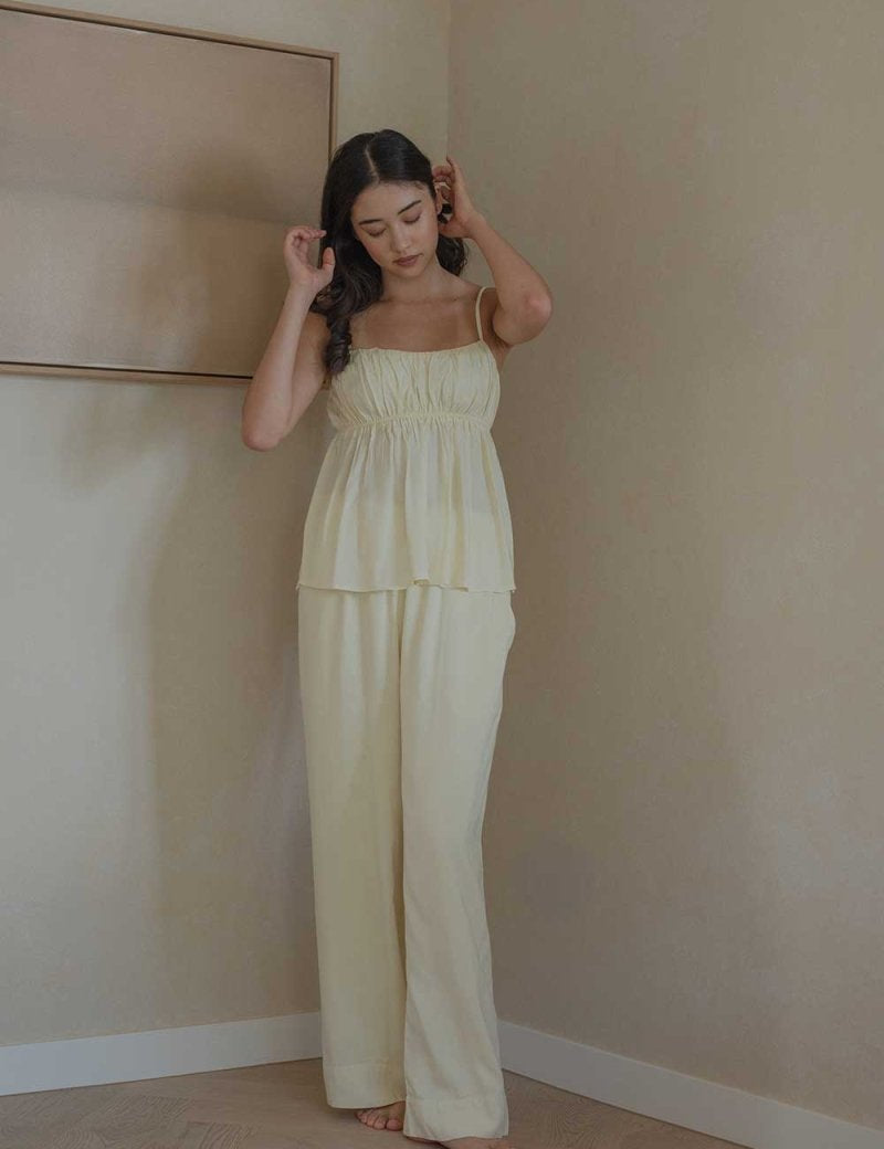 Ruched Bodice Top in Lemon Drop - Esse-XS--