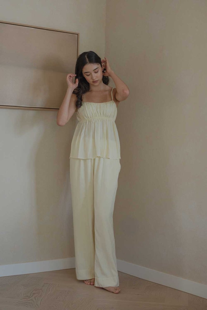 Ruched Bodice Top in Lemon Drop - Esse-XS--