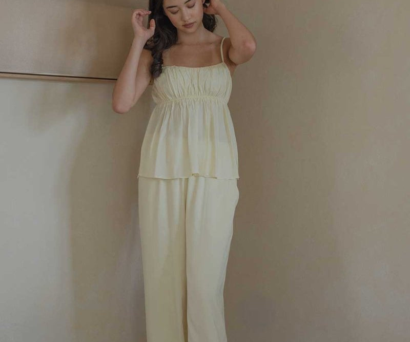 Ruched Bodice Top in Lemon Drop - Esse-XS--