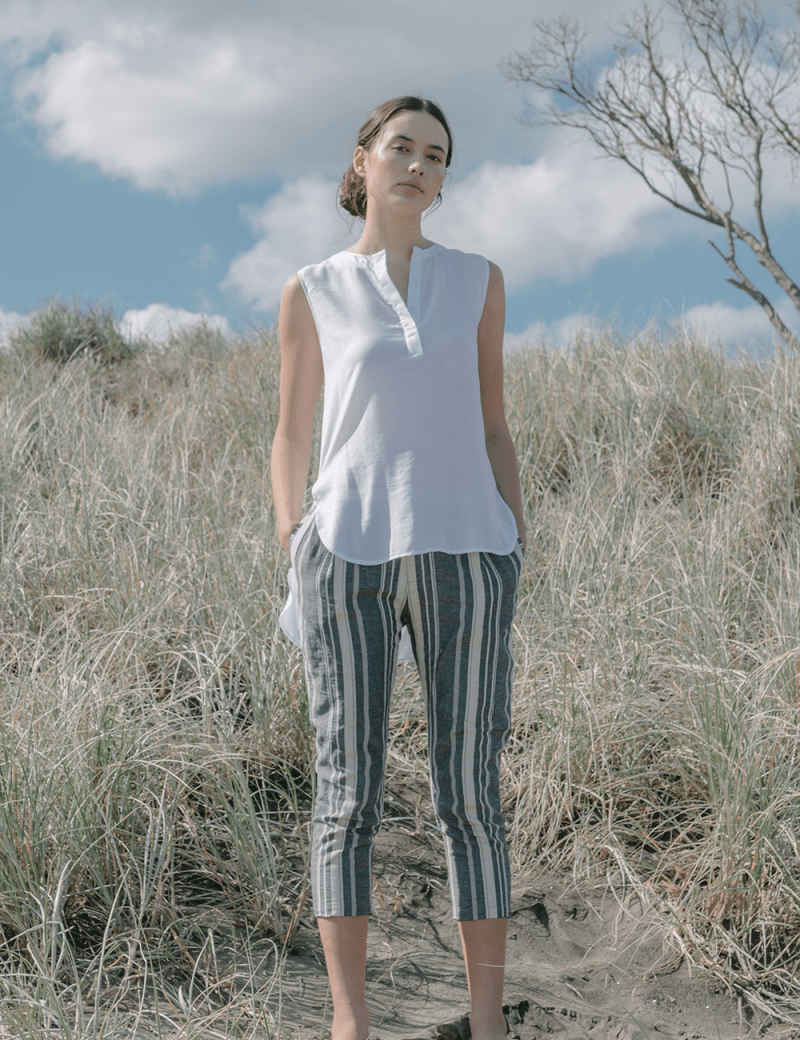 Striped Cropped Pants (Sample) - Esse - Striped - S - 
