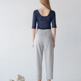 Tailored Cuffed Pants in Washi Cotton Blend - Esse-Nautical Blue-XXS (MTO)-Option 1