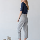 Tailored Cuffed Pants in Washi Cotton Blend - Esse-Nautical Blue-XXS (MTO)-Option 1