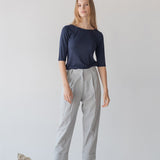 Tailored Cuffed Pants in Washi Cotton Blend - Esse-Nautical Blue-XXS (MTO)-Option 1