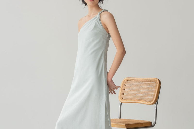 Twist and Turn Toga Dress - Esse-Ice Blue-XXS-