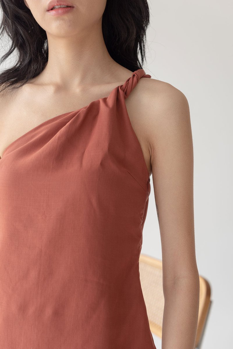 Twist and Turn Toga Top - Esse-Terracotta-XXS-