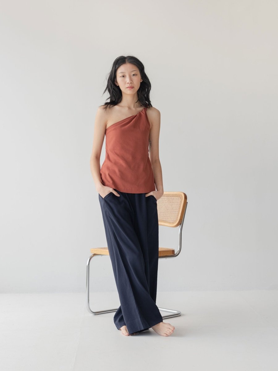 Twist and Turn Toga Top - Esse-Terracotta-XXS-