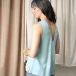 V-Back Tank Top - Esse-Sky Blue-XS-