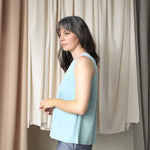 V-Back Tank Top - Esse-Sky Blue-XS-