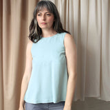 V-Back Tank Top - Esse-Sky Blue-XS-