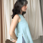 V-Back Tank Top - Esse-Sky Blue-XS-