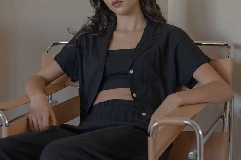 With Ease Cropped Shirt - Esse-Black-XS-