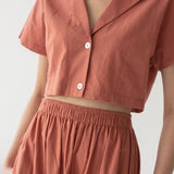 With Ease Cropped Shirt - Esse-Cherry Tomato-XS-Regular Crop