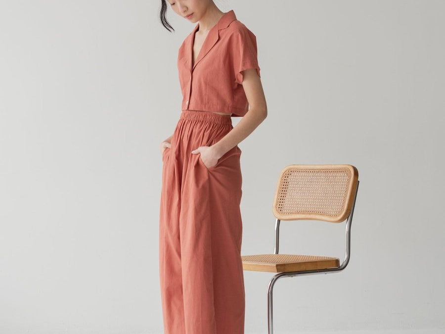 With Ease Cropped Shirt - Esse-Cherry Tomato-XS-Regular Crop