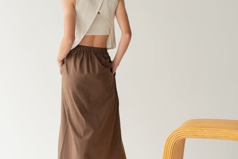 With Ease Maxi Skirt - Esse-Mocha-XS-
