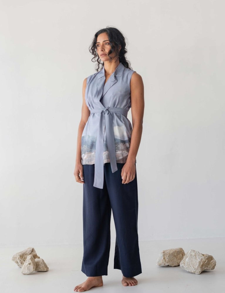 Wrap Vest - Mountain Print - Esse-Print-XXS-
