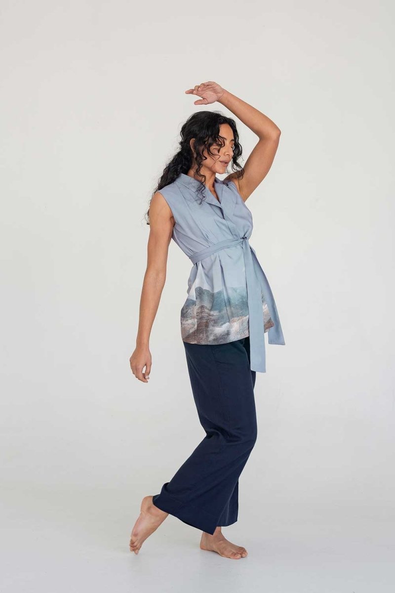 Wrap Vest - Mountain Print - Esse-Print-XXS-